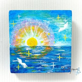 Amazon.co.jp: 海の輝き 原画,抽象画,海,ブルー,青,おしゃれ